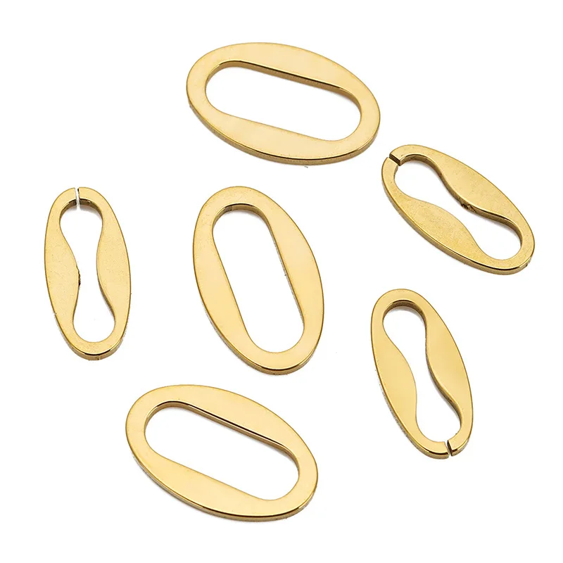 Stainless Steel Flat Wire Oval DIY Jewelry Ring 18k Vacuum Plated O-Ring Necklace Stud Earrings for jewelry findings