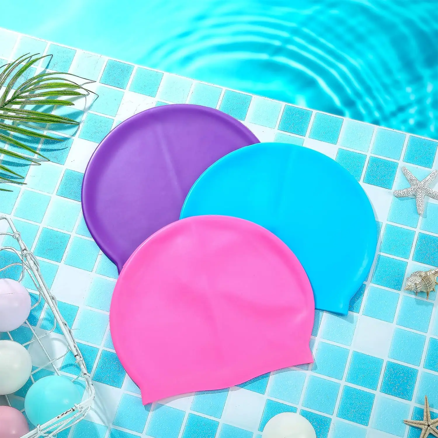 Unisex Custom Printed Silicone Swim Cap for Adults and Kids Eco-Friendly One Size Team Swimming Hat