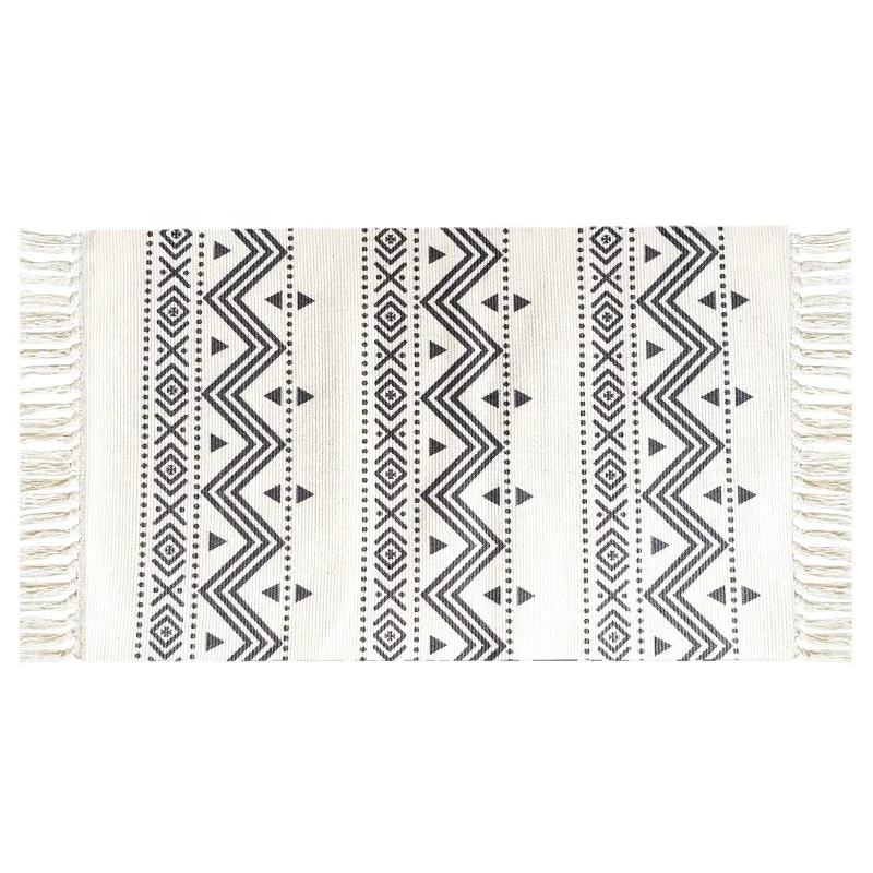 Винтажный ковер с геометрическим рисунком, напольные коврики для дивана, гостиной, спальни, ковер с принтом, хлопок с кисточками, в наличии