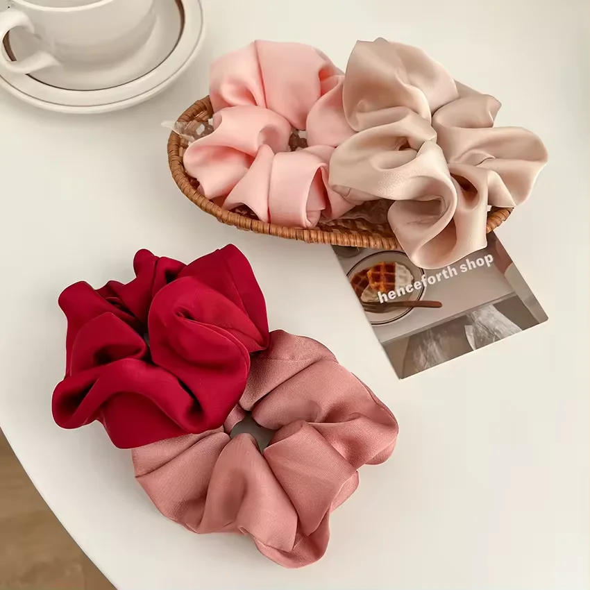 2023 Oversized Satin Hair Accessories Scrunchies Hair Ties Women Girls Large Jumbo Scrunchies Elastic Hair Band Free B007