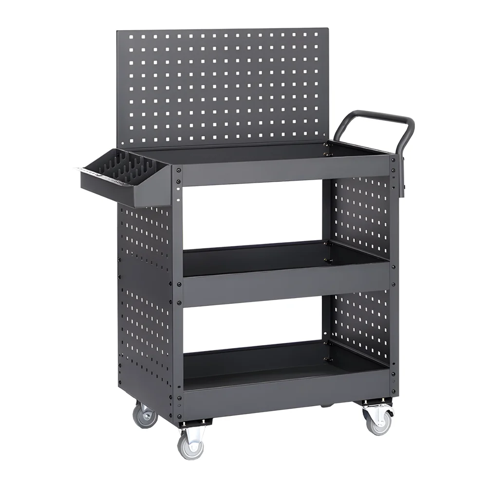New Style Three Layer Mobile Rolling Utility Detailing Tool Cart Organizer For Garage Rolling Detailing Cart