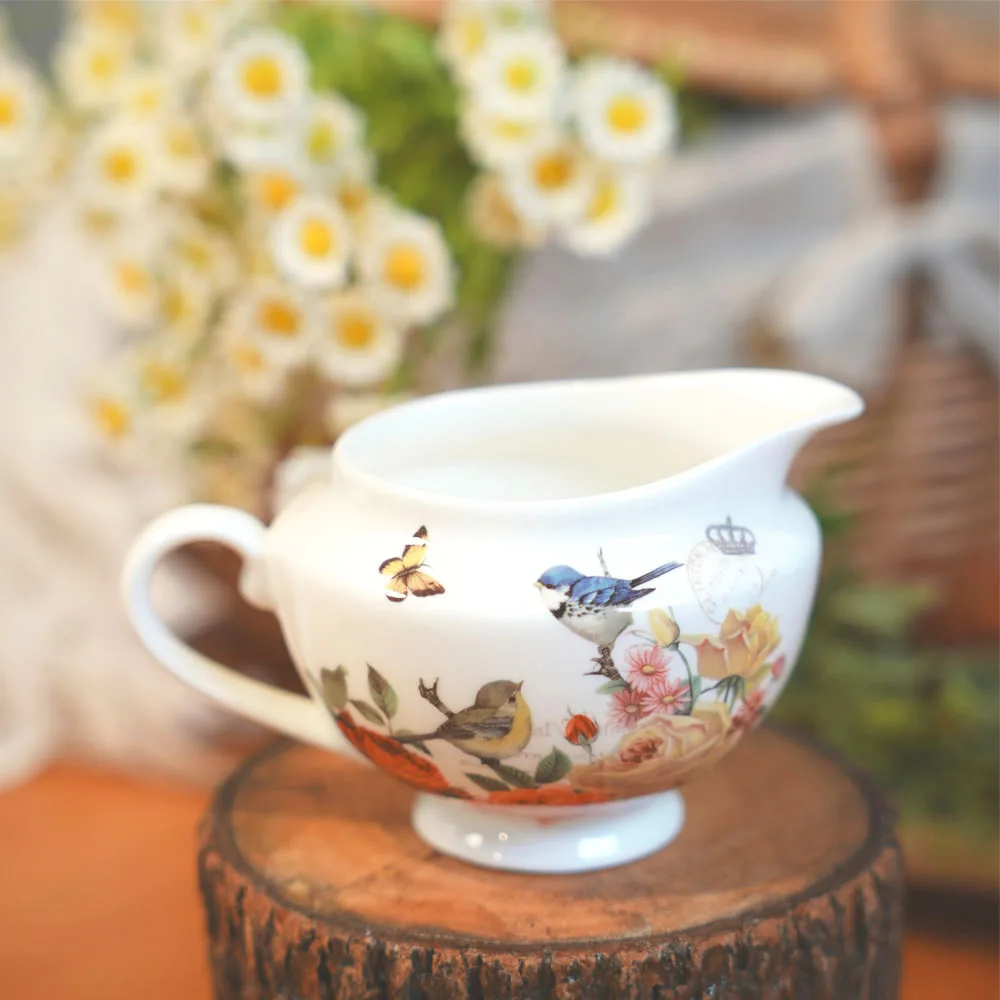 Stechcol  Wholesale Creative Dinnerware Fine Bone China Ceramic Milk Pot Creamer Jar gravy boat