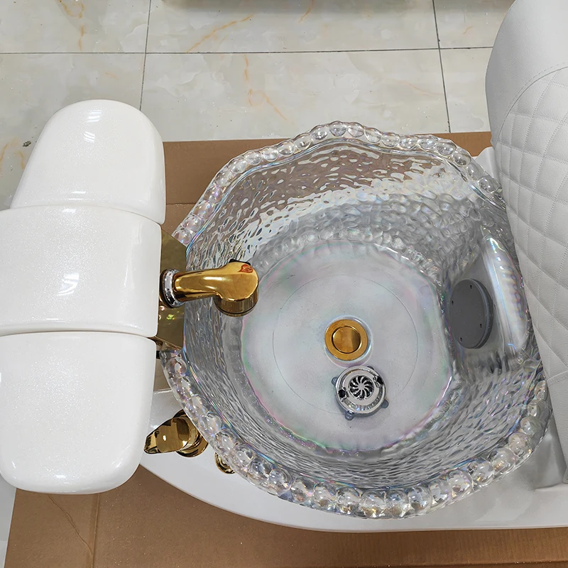 Modern reclining nail salon spa manicure chair electric massage foot care pedicure chair with draining pump