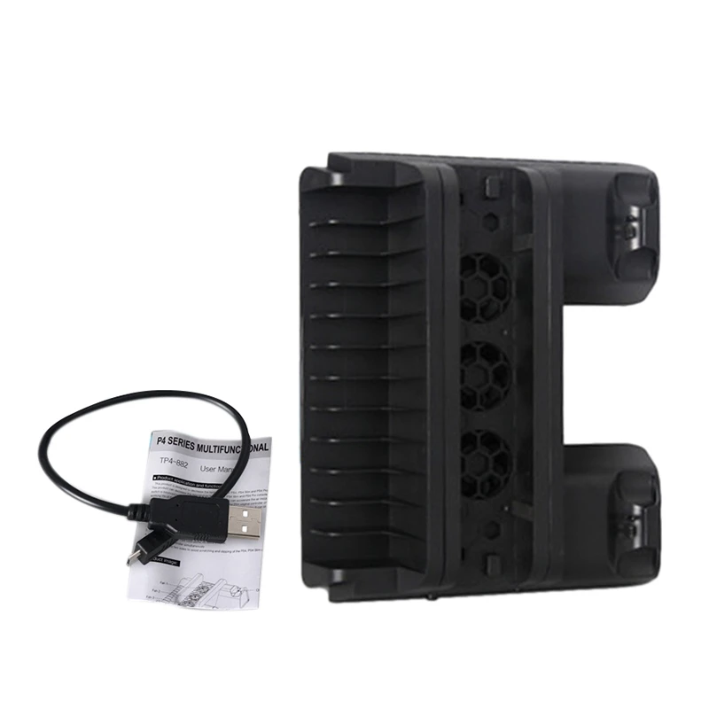Built-in Fans Multifunctional Vertical Cooling Bracket with USB Charger for PS4 / PS4 Slim