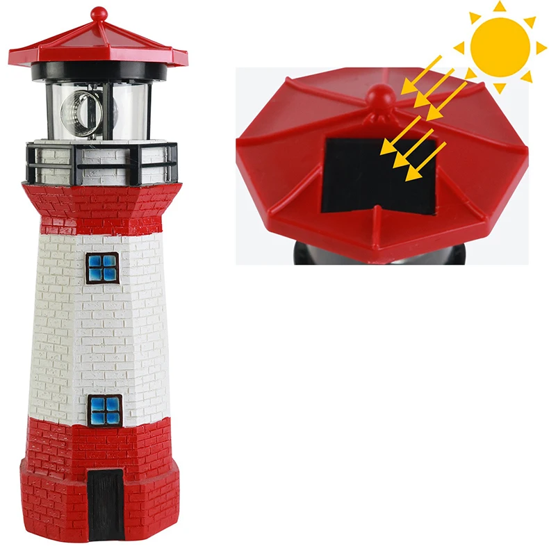 Garden solar light outdoor decoration-garden solar lighthouse with rotating LED light cup for garden terrace rotating lighthouse