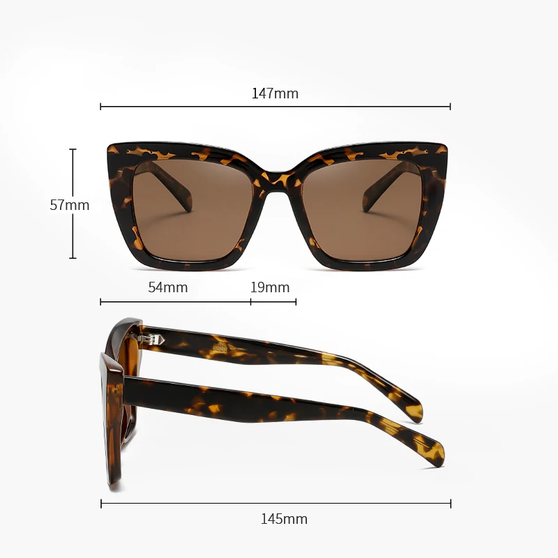 Cat-Eye Square Polarized Sunglasses with Sculpted Acetate Frame and Reinforced Durable 3+2 Hinges Sunglasses for Women