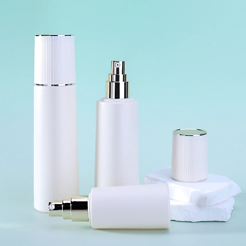 luxury cosmetic packaging serum glass bottle with dropper pump for essential oil lotion white porcelain
