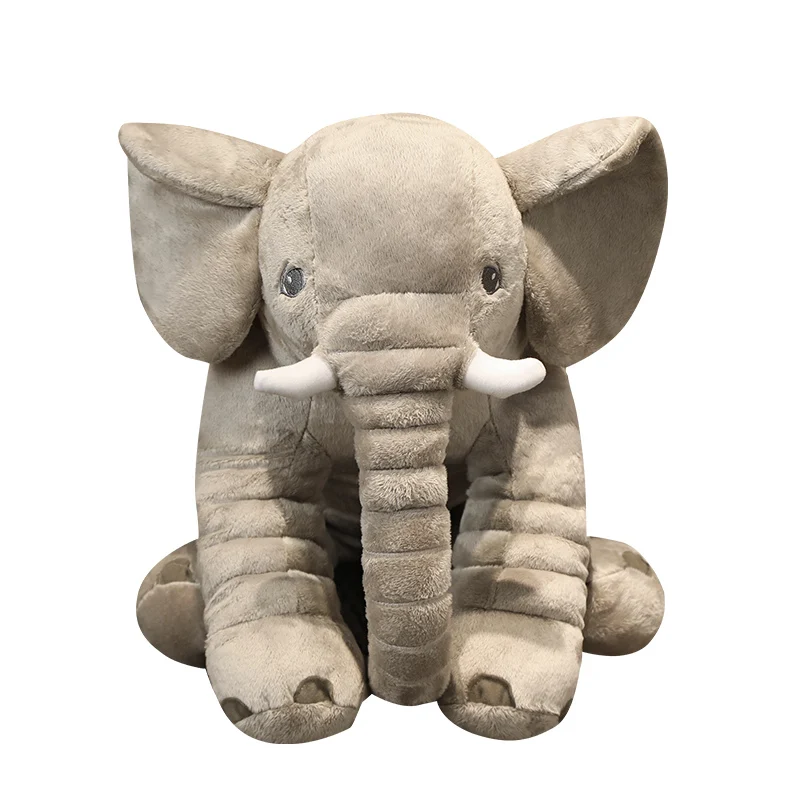 Custom Soft Lovely Gray Elephant Pillow Stuffed Animal Plush Toy Baby Sleeping Plush Big Elephant Toy