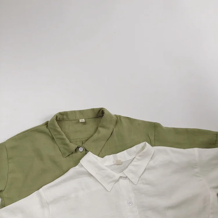 2022 Spring Autumn Kids Oversize Shirt Korean Style Solid Color Children Boys White Color Blouse