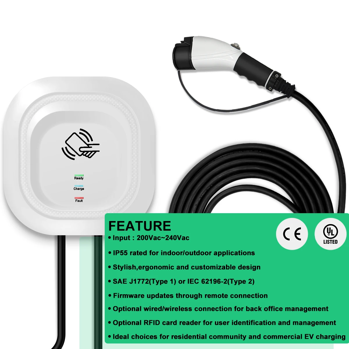 Зарядная Станция для электромобилей Dagreen 32A Level 2 EV (штепсельная Вилка Nema 14-50) разъема J1772 продажа
