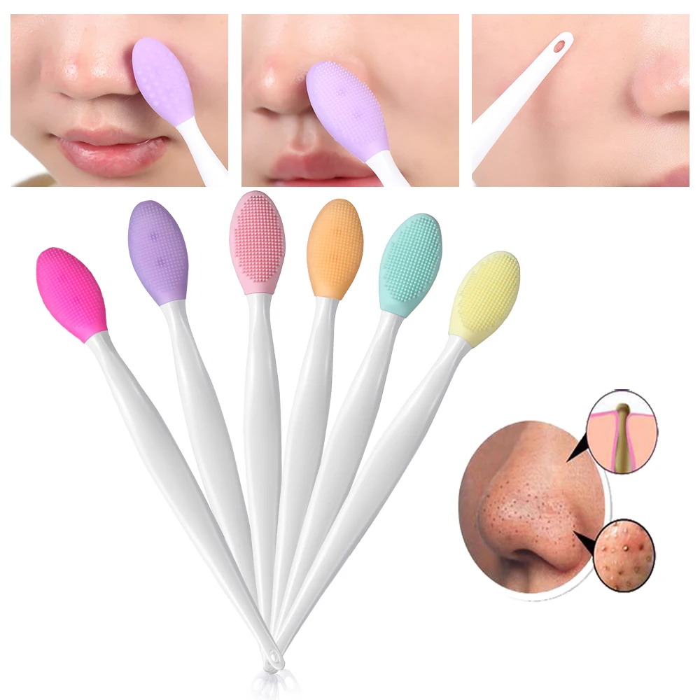  2021OEM Soft Double-Sided Silicone Lip Scrub Massager Exfoliating Nose Clean Blackhead Removal Facial Cleansing