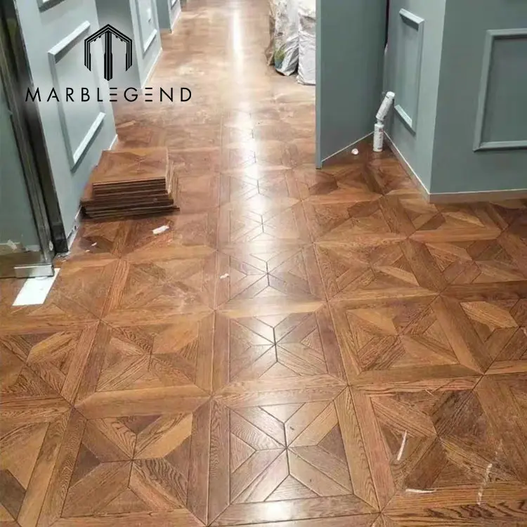 Custom wooden floor parquetry design patterns solid walnut wood parquet flooring for interior decor