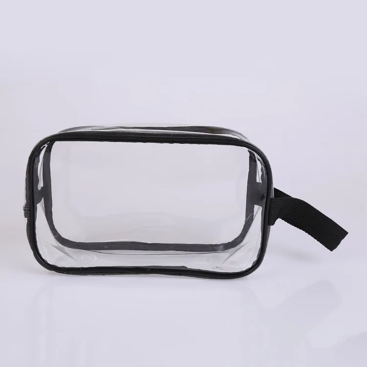 
carrying makeup toiletry storage clear pvc cosmetic bag with handle 