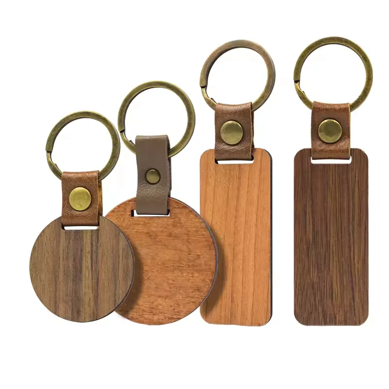 Wholesale Custom Logo Personalized Blank High Quality Diy Wood Key Chains Natural Wooden Keychain