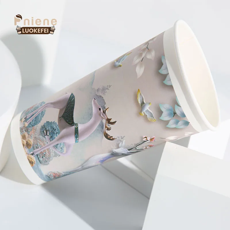 Wholesale Plastic Free Paper Cup 8oz 12oz 16oz Disposable Single Wall Custom Logo Hot Coffee Paper Cup
