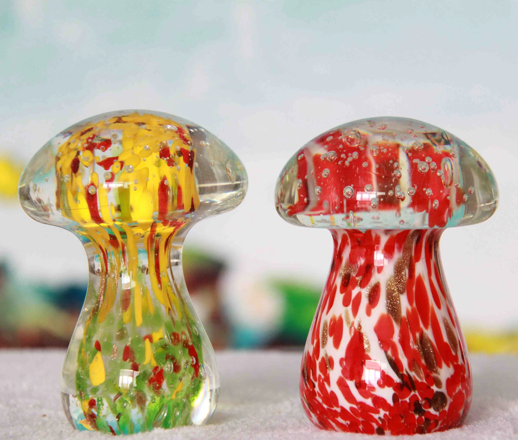 Table Decor 15-35cm Murano Glass Crystal Craft Decorative Mushroom Paperweight