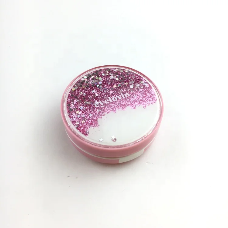 Флэш-память сердца и звезды эффект сыпучего песка для контактных линз круглый красочный ящик путешествий с печатью логотипа на чехол