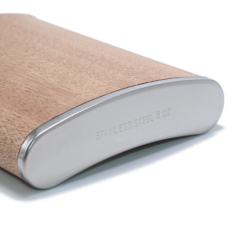 8oz Creative Metal Stainless Steel Hip Flask Wooden Wrapped Whiskey Wine Bottle Alcohol Pocket Flagon Gifts Wood Flask