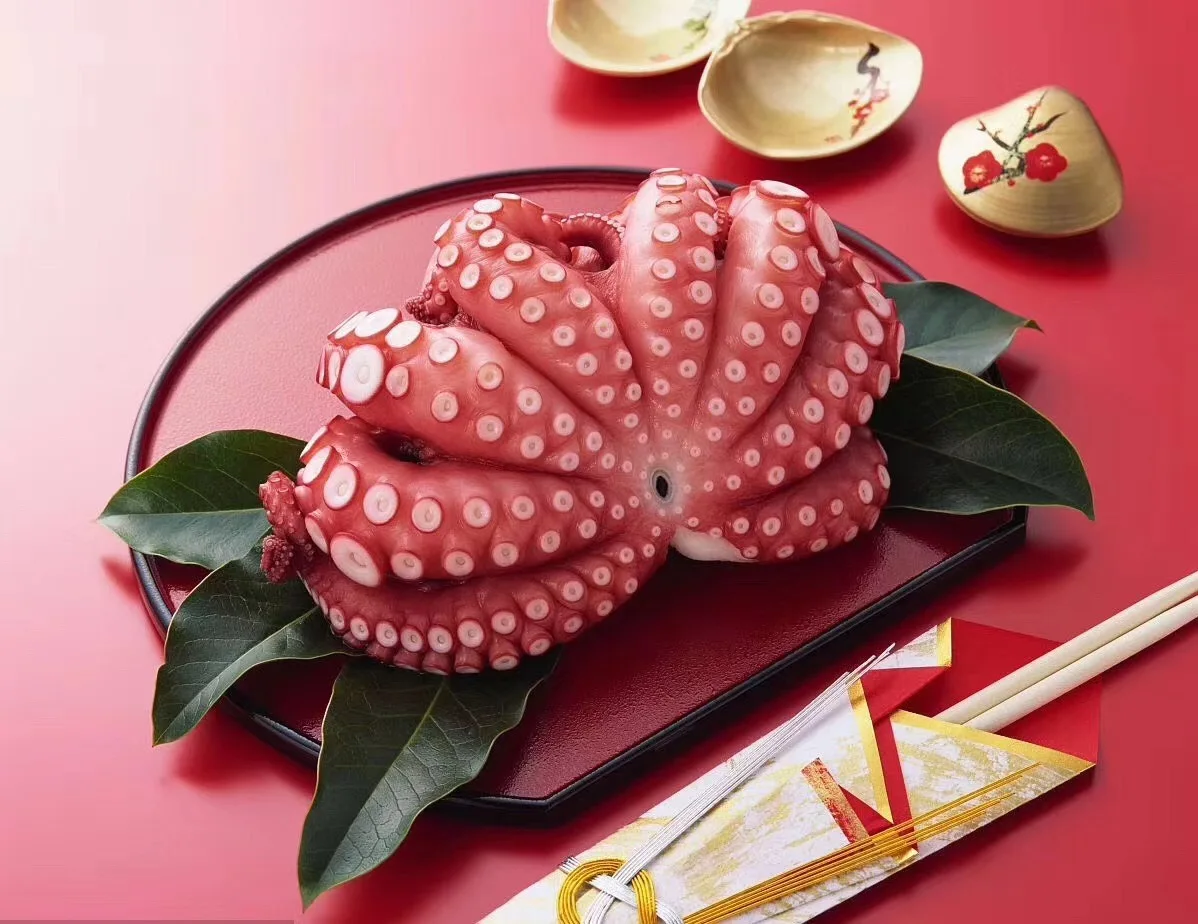 Hot boiled octopus