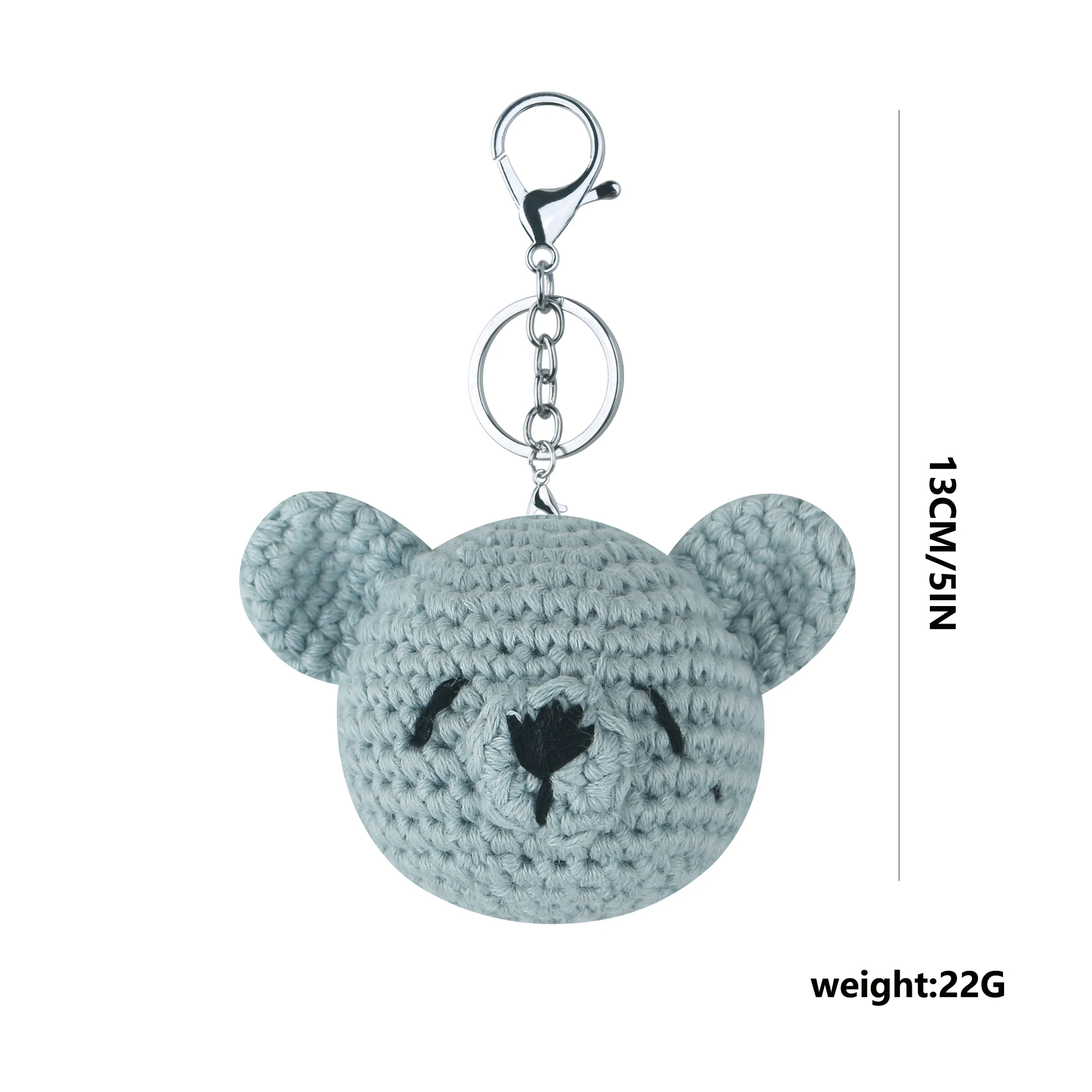 Handmade crochet bear head  crochet key chain cotton crochet grinding teeth ring cute stick toy wholesale