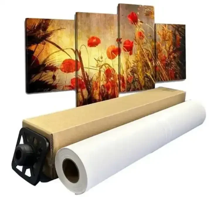 Cotton Polyester Triple 280gsm Printable Polyester Inkjet Canvas,White Inkjet Canvas Paper For  Printing