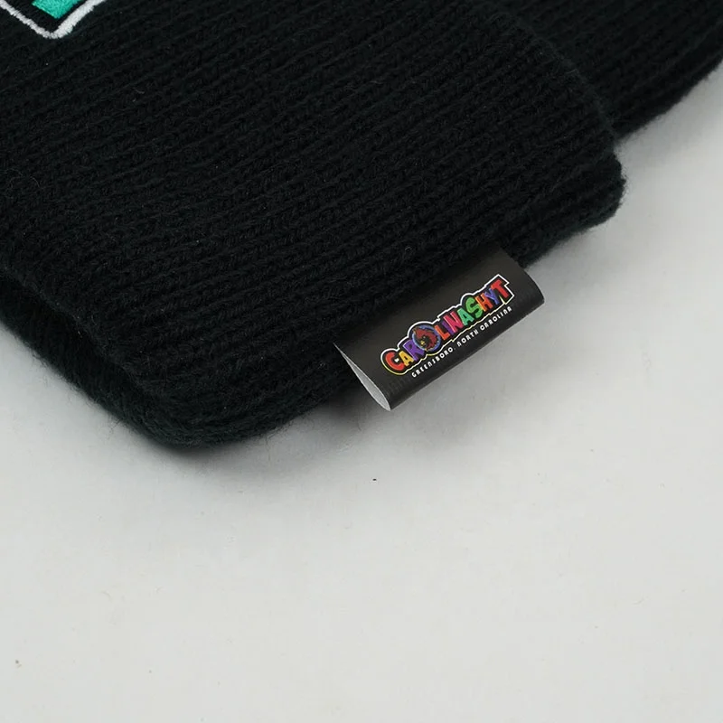 winter hats Unisex Acrylic Pullover Warm cuff beanie custom logo printed knit beanie cap  jacquard beanie hat