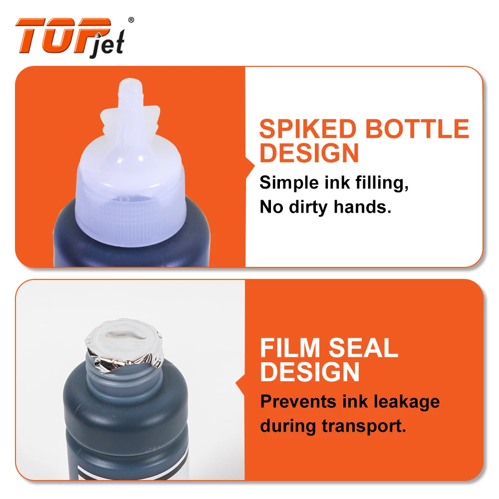 Topjet Bottle 664 T6641 6642 6643 6644 Refill Kit Ink Water Based Bulk Dye Ink Compatible For Epson L355 L382 L100 L210 Printer