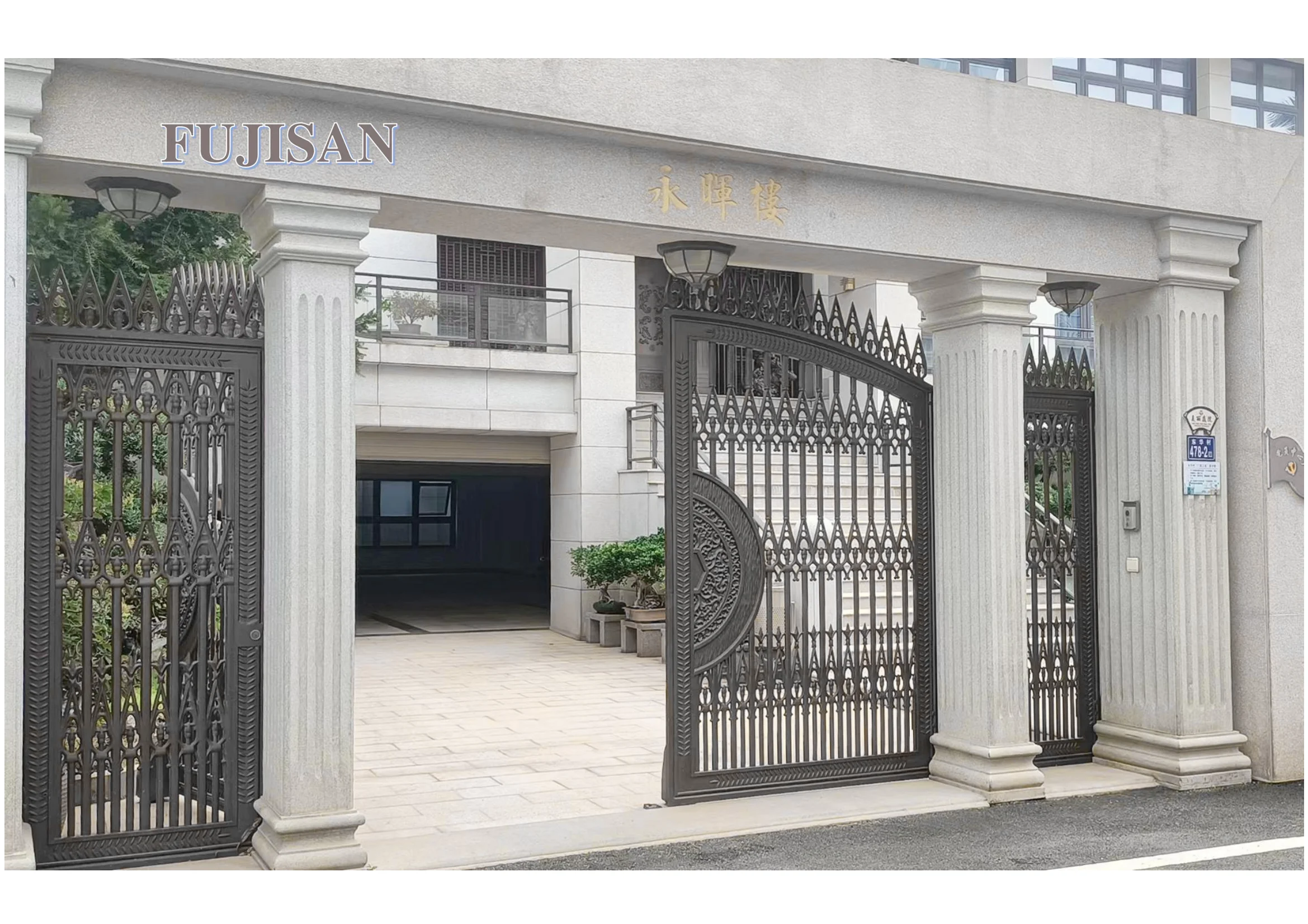 Toegn Classical european custom cast aluminum swing arch gate