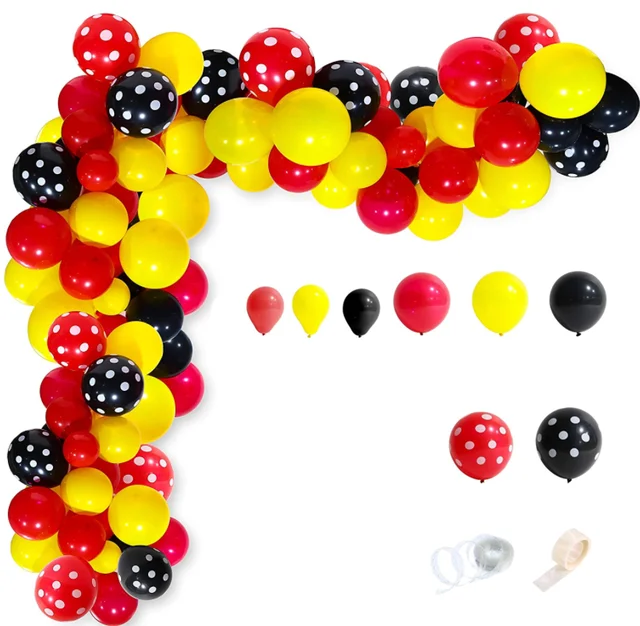 Новый дизайн, желтый, черный, красный, в горошек, латексный шар с конфетти, комплект с аркой, набор шаров, полосы, новогодний, детский праздник, декор на день рождения