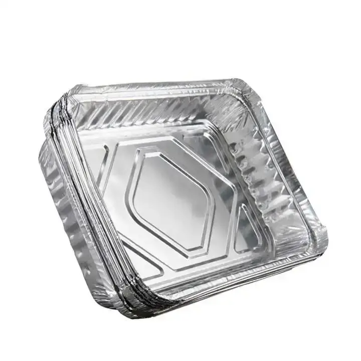 Tray Food Container Aluminum Foil Takeaway Aluminium Foil with Plastic Lids Disposable Wholesale