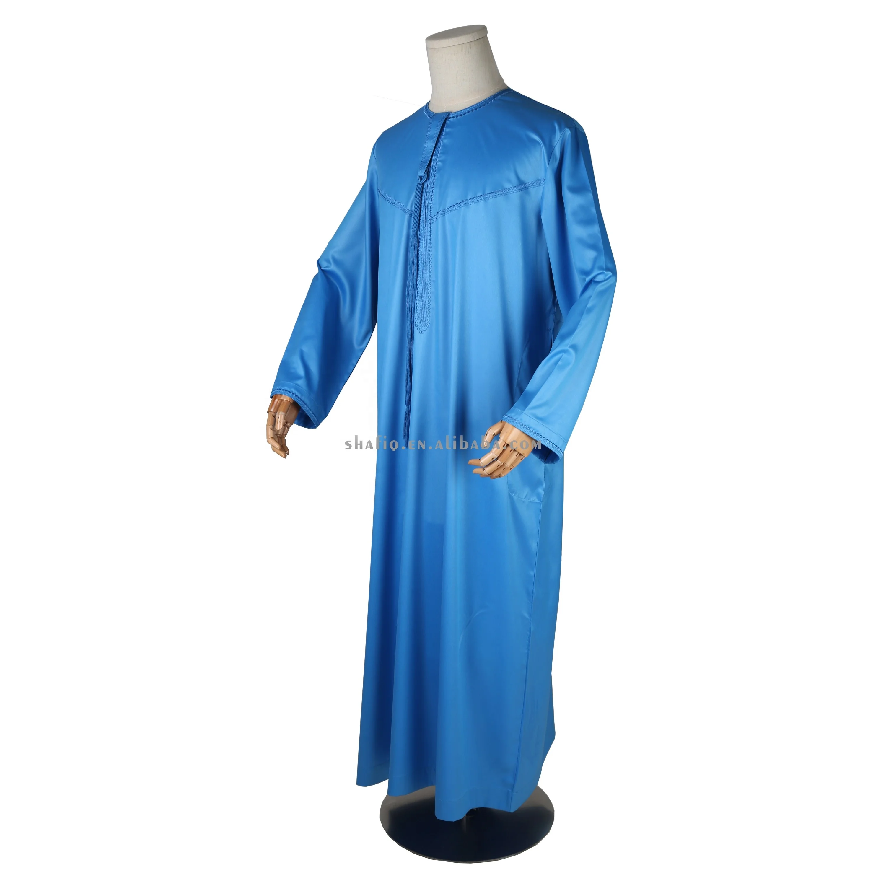 2024 Emirates Dubai Omani Style Long Sleeve Muslim Male Dress Kaftan Djellaba Jubbah Islamic Clothing For Ramadan Eid Mubarak