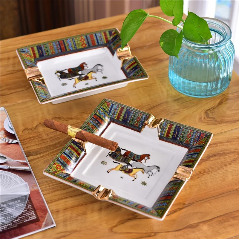 New Royal Nordic Home Decoration Living Room Supplies Ceramic Cigar Ashtray