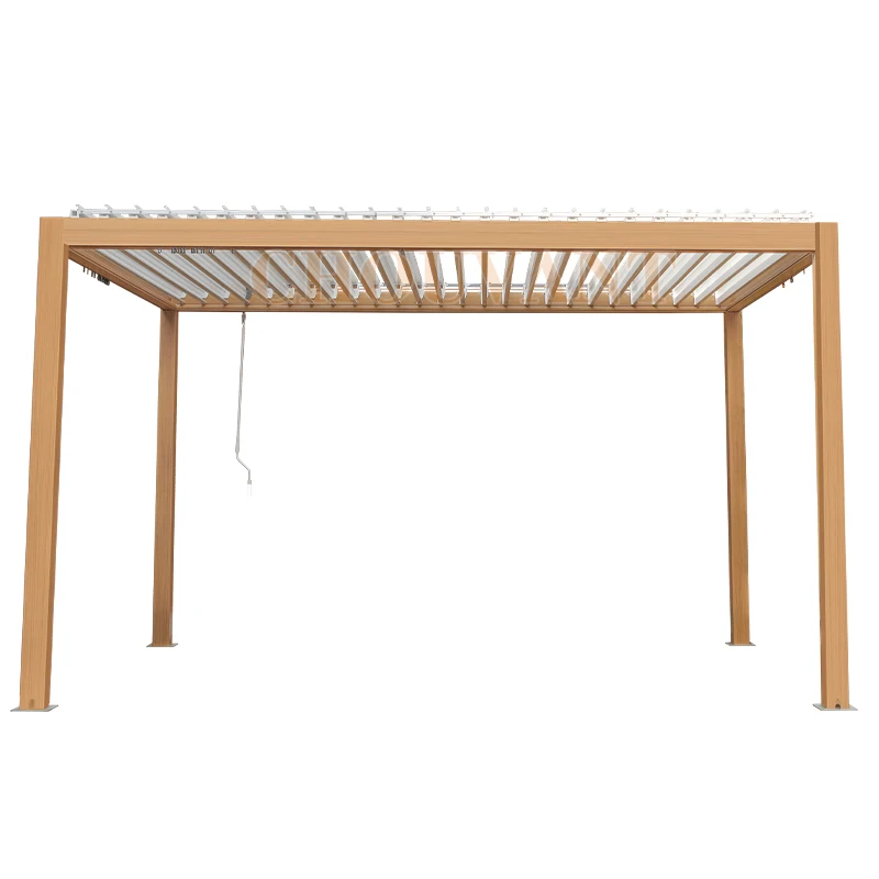 3x4 Bioclimatic Sliding Louver Aluminum Terrace Roof Electric Open Outdoor Pergola with LED Sunshade and Optional Plastic Frame