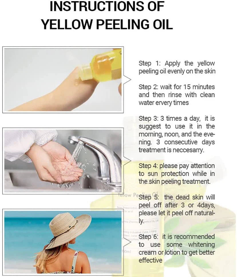 Private Label Yellow Peeling Oil Yellow Extra Strong Whitening  Exfoliating Bleaching Dark Skin Peeling Oil