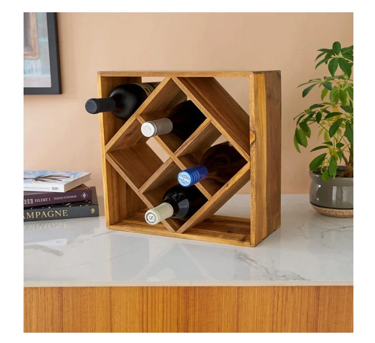 Wooden trellis stand-alone wine rack and cabinet wine display rack wooden