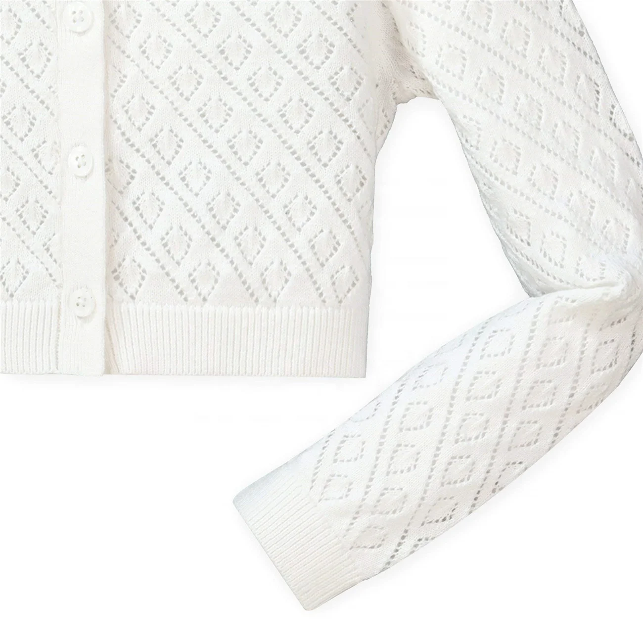 
New Design Long Sleeve Cotton Kids Knitted Cropped Cardigan Girl Sweater 