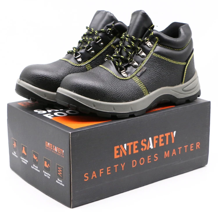ENTE SAFETY Construction Black Anti-puncture Steel Toe Industrial Men Safety Shoes Boot Hot Sale Pu Safety Shoes