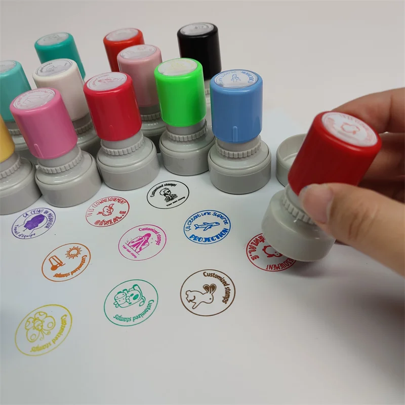 Custom OEM Stationery Office Stamper HA Stamp Round Self Inking Rubber Teacher Stamp Customized Logo