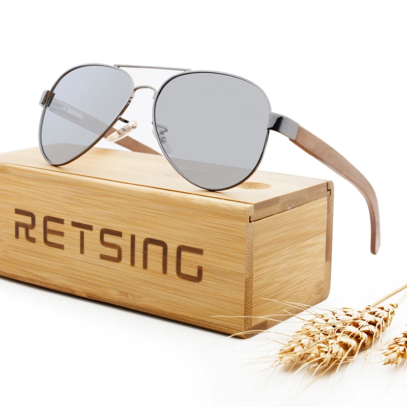 Лидер продаж поляризованные солнцезащитные очки в деревянной оправе 2022 металлические деревянные