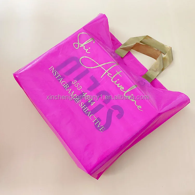 Customized Logo Pink Shop Boutique Gifts Handle Bag Stocking Sizes Reusable Carry Bag Promotion Plastic Bag