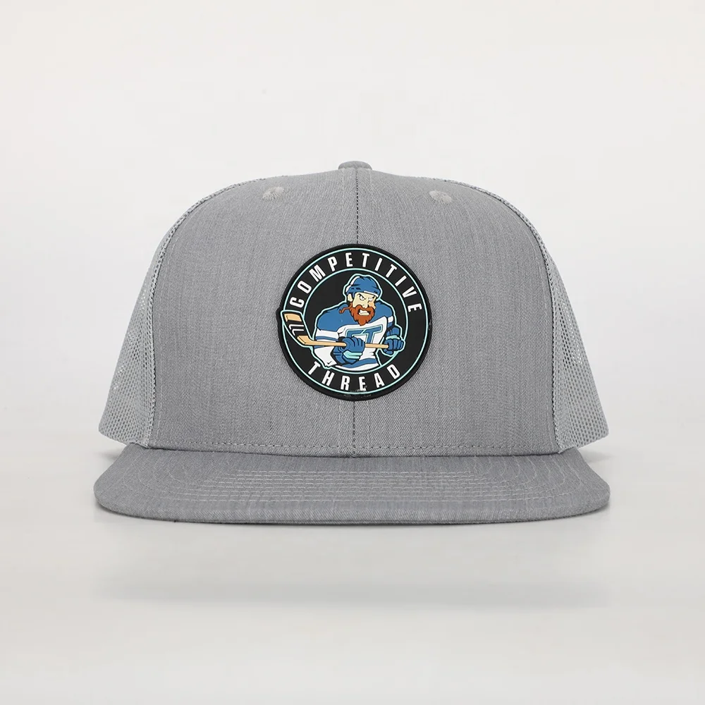 BSCI Wholesale Custom Oem Design Trendy 6 Panel Sport Flat Brim Truck Hat,Embroidery Logo Gray Cotton Gorras,Mens Snapback Cap