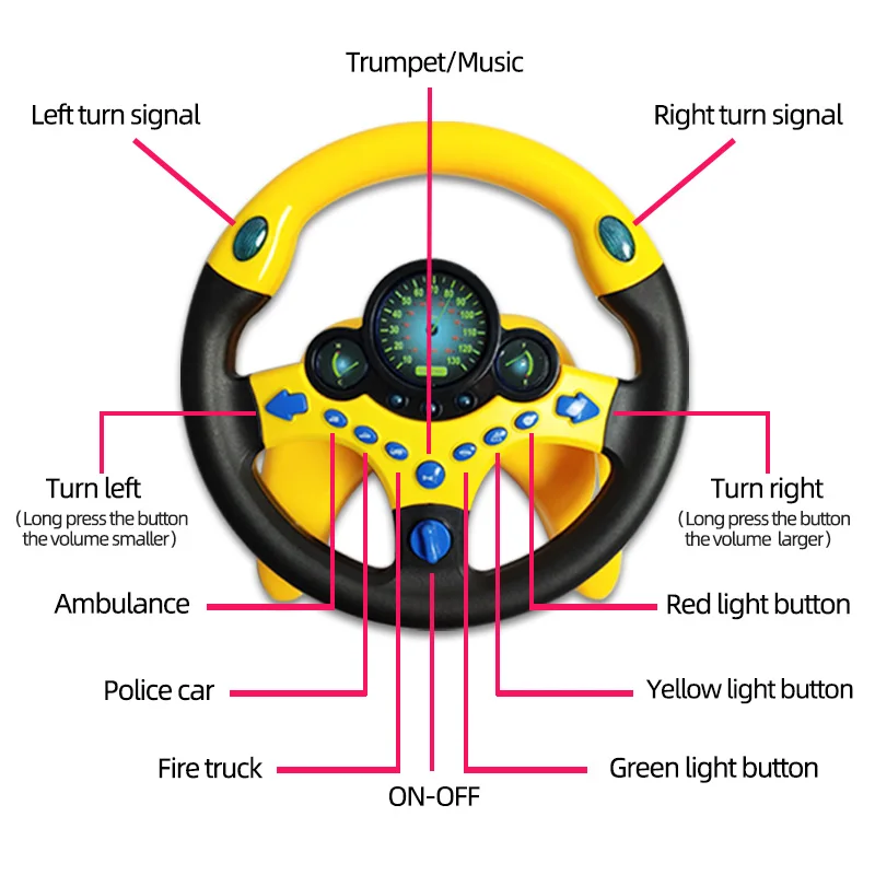Kids Simulation Steering Wheel Toy Electric Educational Toy Simulated Driving Wheel Toy with Light and Music
