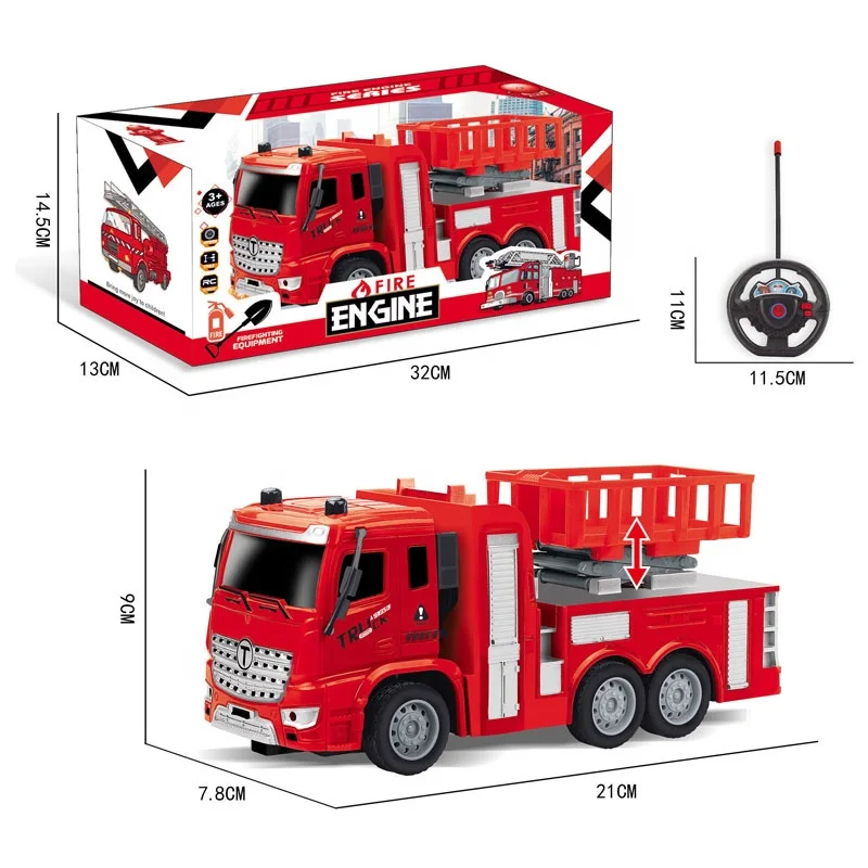 2 channel 1/30 scale model remote control toy fire truck