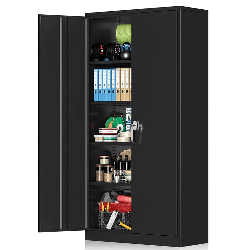 Storage Cabinet Furniture 2 Doors Steel Filing Cabinet Metal with 4 Adjustable Shelf Metal Cupboard Office Modern ODM or OEM