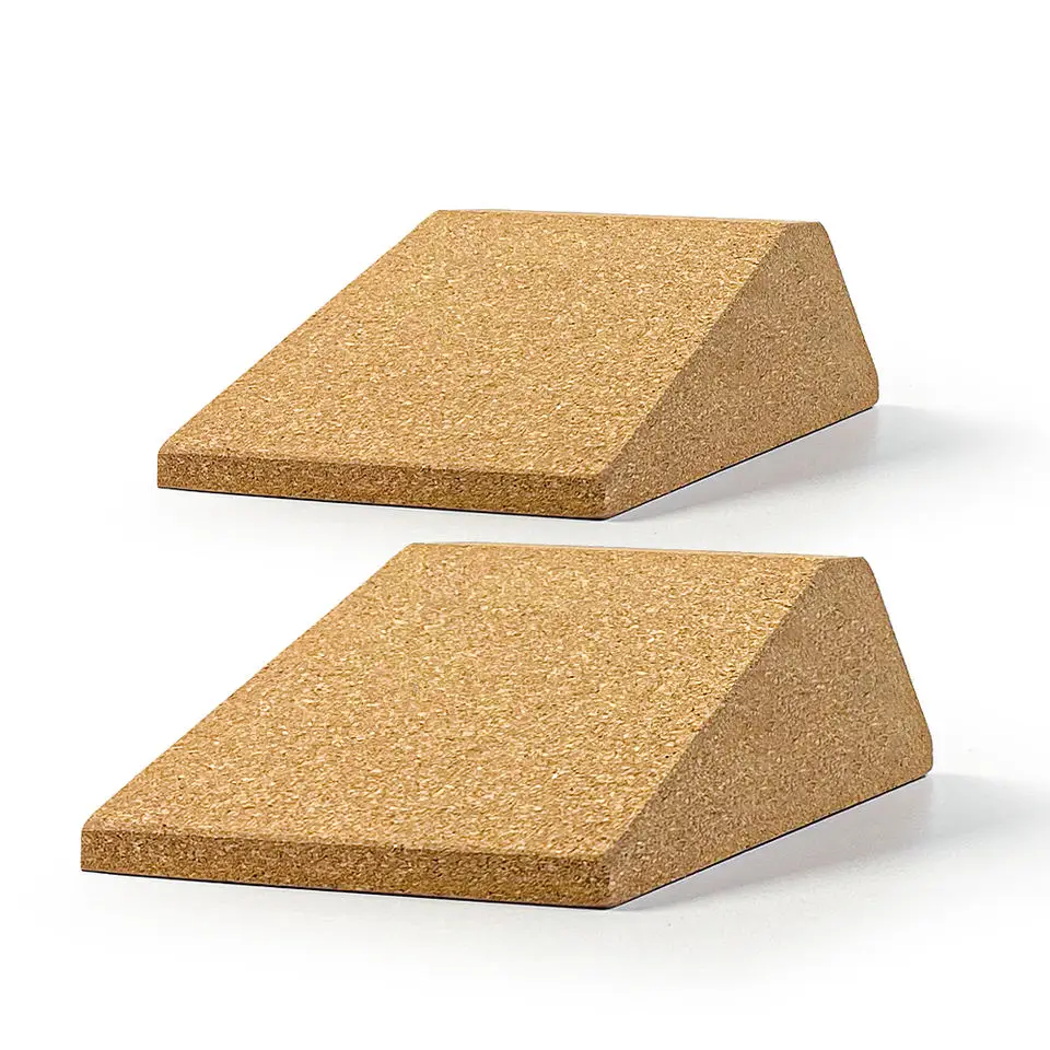 2PCS Cork Squat Wedge Block Non-Slip Squat Ramp Calf Raise Block Squat Platform Slant Board for Weightlifting