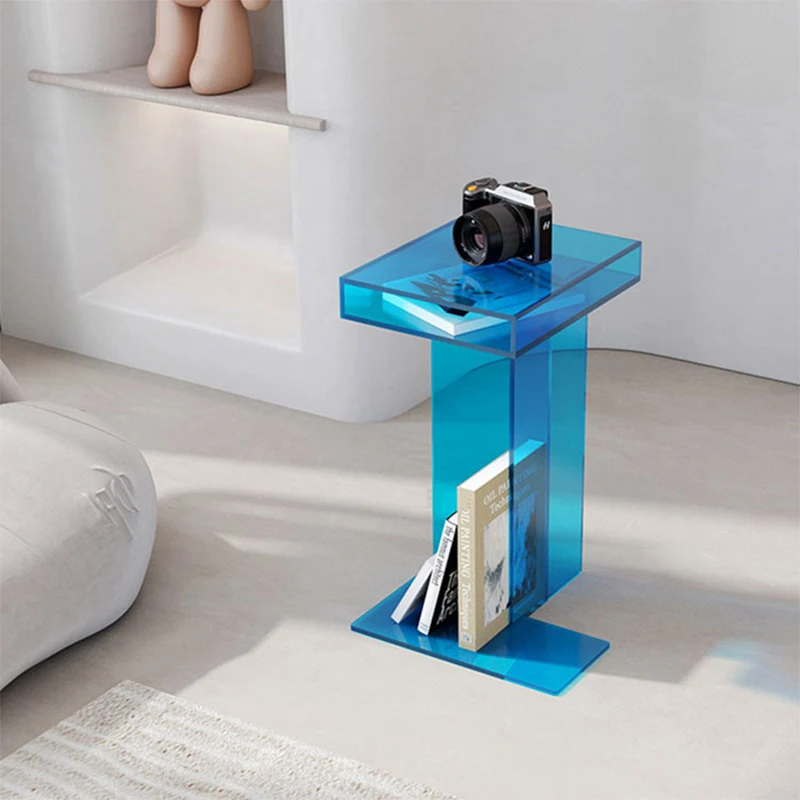 Luxury Fashion Coffee Table Living Room Bookshelf Side Table Transparent Colorful Smart Modern Rectangular Folded Acrylic Large