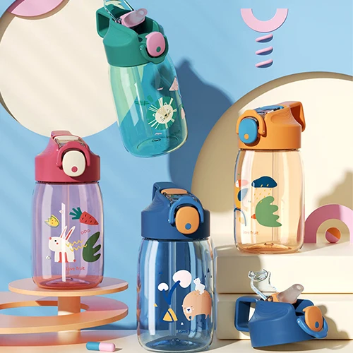 Cute kids plastic water bottles wholesale safe food grade eco-friendly