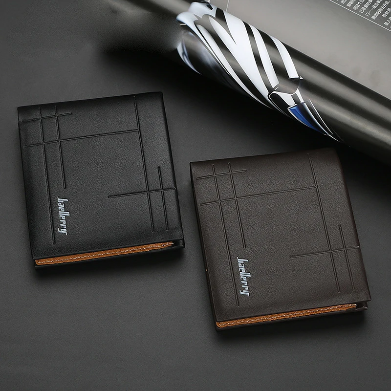 Dropshipping Products 2023 Wallet Men PU Leather Open Slim Male Trifold Money Clip Europe Style Leather Card Holder Wallet