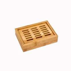 Easy Cleaning prevent mildew Bamboo Bar Soap Dish Holder Storage Container With Double Layer Soap Tray bathroom