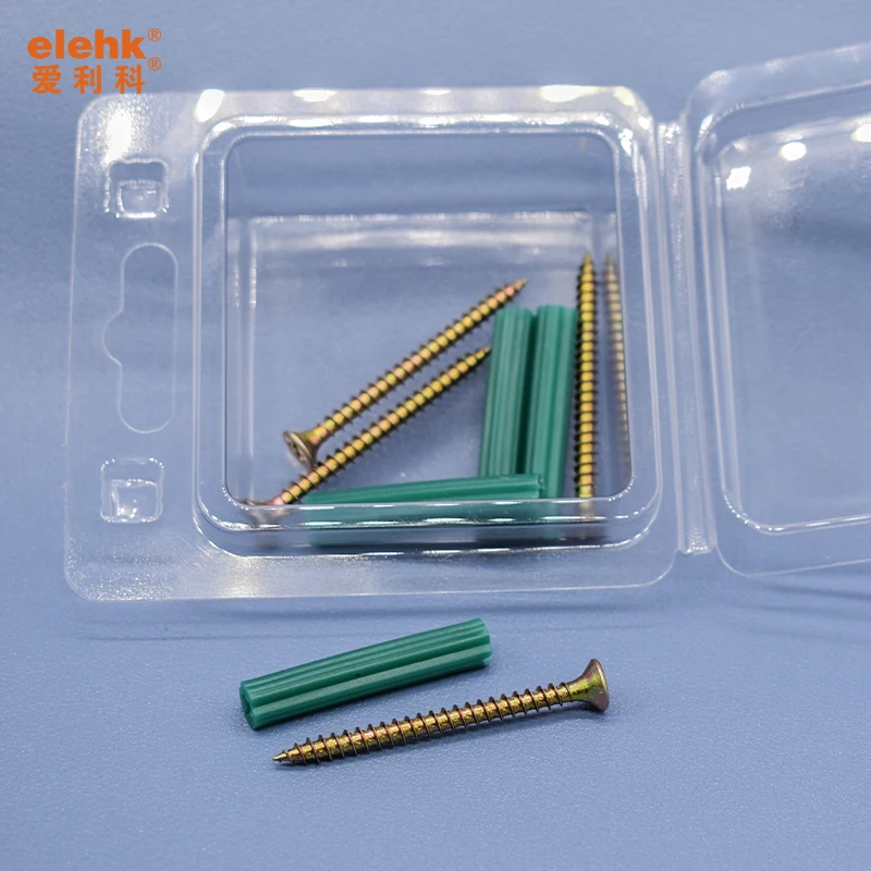 Fastener Manufactory High quality wall plug plastic 7*35 mm green plugs anchor wall pipe plug with screw